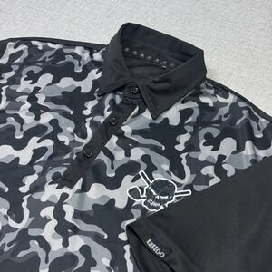 Tattoo Golf Camouflage Polo Shirt Mens XL Black Performance Moisture Wicking